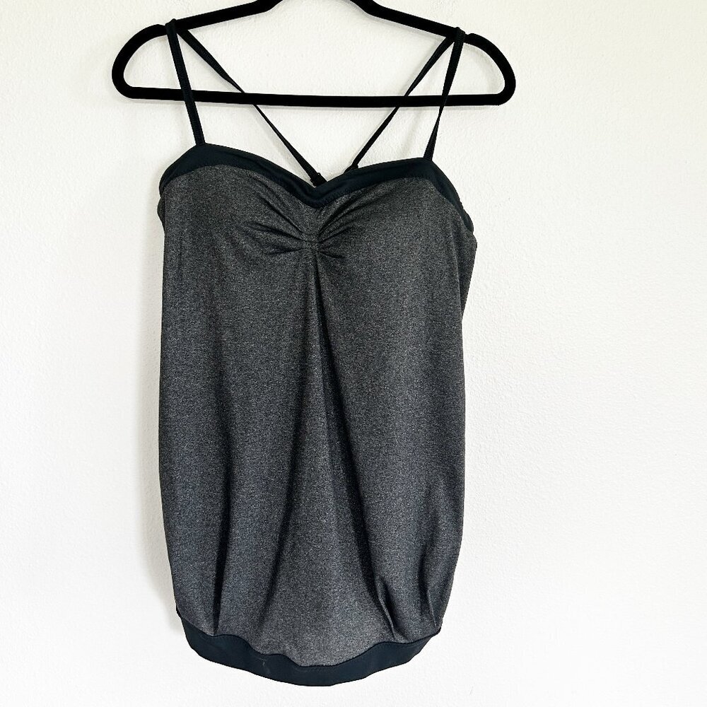 Lululemon Tank Top 10 Gray Pure Focus Sweetheart Spaghetti Strap Active